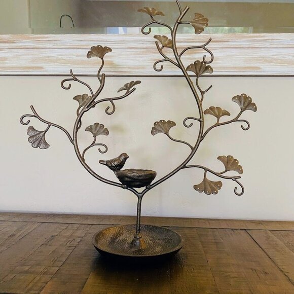 💜 Anthropologie Bird Nest Tree Jewelry Earring Bronze Tone - Picture 5 of 8